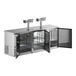 An Avantco stainless steel beer dispenser with four taps and two doors.