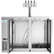 An open stainless steel Avantco beer dispenser with four taps.