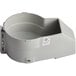 A grey plastic container with a white label.