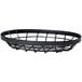 A metal gray oval wire basket with a wire handle.