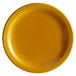 a close up of a yellow plate