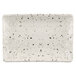 A white rectangular Elite Global Solutions melamine plate with black speckled spots.