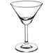 a clear glass with a long stem