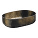 An American Metalcraft black hammered aluminum oval serving bowl with a handle.
