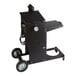 A black Backyard Pro outdoor deep fryer with wheels.