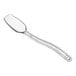 A clear plastic spoon with a clear handle.