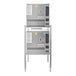 A stack of stainless steel Cleveland SteamChef ovens with two doors.