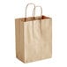 A bundle of 250 brown Duro shopping bags with handles.