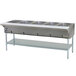 An Eagle Group stainless steel liquid propane steam table on a counter.