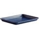 a blue rectangular tray with a black rim