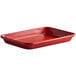 a red tray with a white background