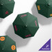 A group of California Umbrella ALTO round umbrellas with green Sunbrella canopies and silver poles.