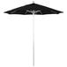 A black California Umbrella ALTO table umbrella with a white pole.