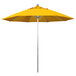 A California Umbrella ALTO round yellow umbrella with a silver aluminum pole.