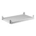 A white rectangular shelf with metal bars.
