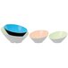 Blue and black Brasilia melamine bowls with a slanted design.