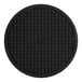 An American Metalcraft black silicone round trivet with an embossed logo.