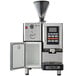 An Astra Super Mega automatic coffee machine with a small door open above a cup.