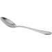 An Arcoroc stainless steel dessert spoon with a silver handle and spoon.