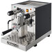 A silver and black Astra GS022 Gourmet semi-automatic espresso machine with a handle.