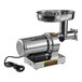 A Backyard Pro electric meat grinder with a stainless steel bowl on top.