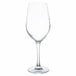 An Arcoroc wine glass with a stem and clear bowl.
