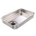 A silver rectangular stainless steel food pan.