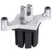A black and silver metal bracket with two holes for Vollrath Redco InstaCut 3.5 Wall Mount.