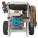 A Simpson gas powered pressure washer with a hose attached.