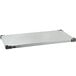 A silver rectangular Metro stainless steel solid shelf.