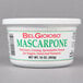 A white container of BelGioioso Mascarpone with a label.