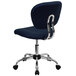 A Flash Furniture navy mesh office chair with chrome wheels.