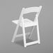 A white Flash Furniture resin folding chair with a slatted seat on a gray background.