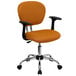 An orange Flash Furniture office chair with black mesh.