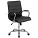 A Flash Furniture black leather office chair with chrome base and arms.