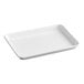 A white rectangular aluminum bun or sheet pan with a wire-in rim, measuring 9 1/2 by 13 inches.