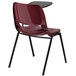 a close up of a red chair