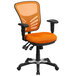 an orange and black office chair