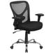 A Flash Furniture black mesh office chair with chrome base and arms.