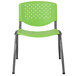 A Flash Furniture green plastic chair with metal legs.