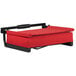 A red cushioned Flash Furniture Grandstand comfort seat on a black frame.