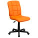 An orange Flash Furniture mid-back office chair with black wheels.