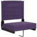 A purple seat with a black metal frame.