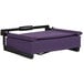 A purple cushioned seat on a black frame.