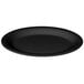 A black oval platter with a white background.