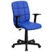 a blue office chair with arms