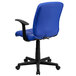 A blue Flash Furniture mid-back office chair with black base and arms.