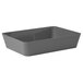 An American Metalcraft Del Mar rectangular grey plastic serving dish with curved edges.