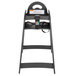 A black Koala Kare high chair with a strap.