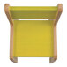 A yellow Whitney Brothers children's chair with wooden legs and a wooden seat and back.